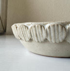 Handmade Ceramic Bubbles Bowl, Matte Ivory Glaze, Decorative Accents, 7"