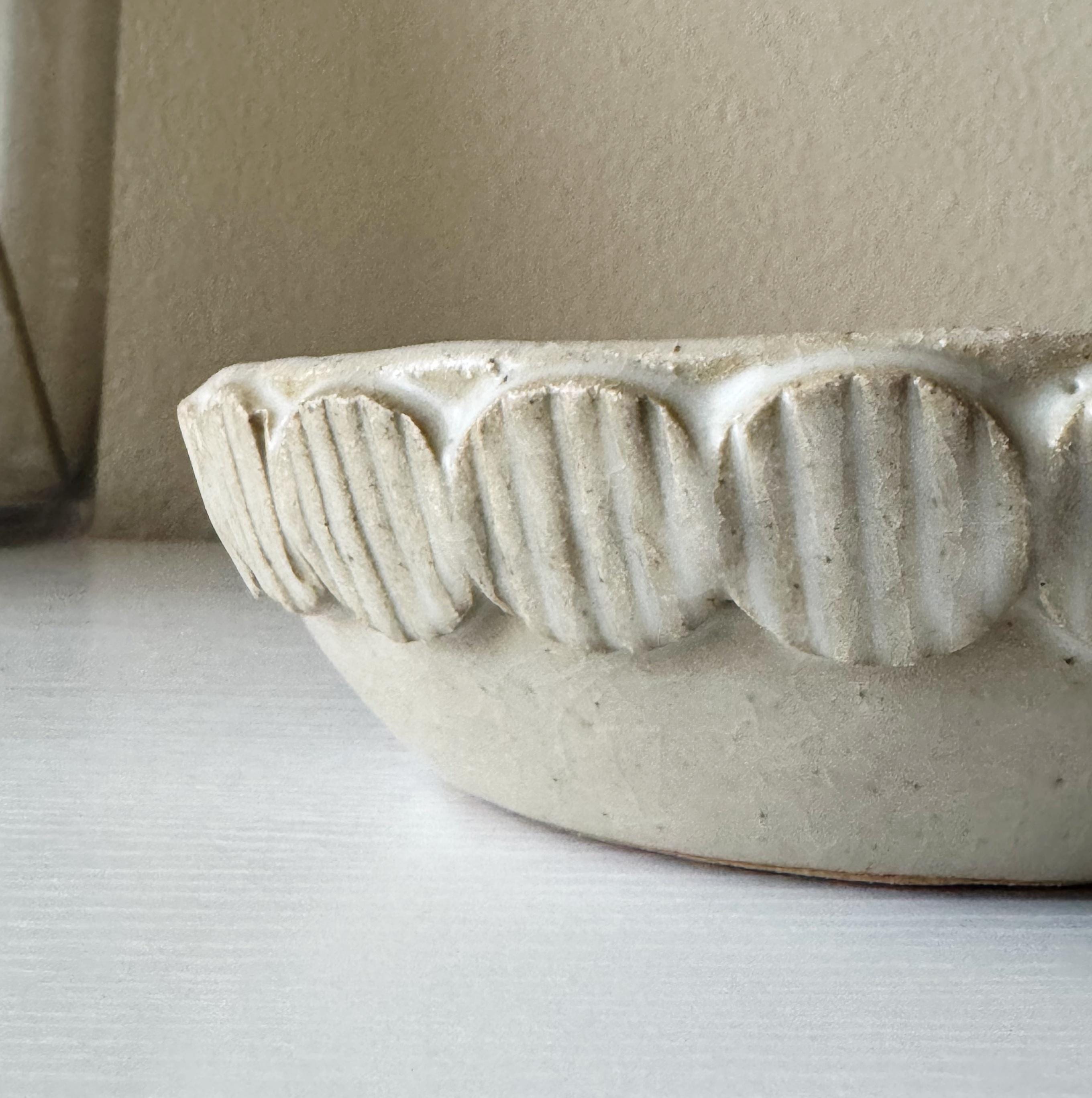 Handmade Ceramic Bubbles Bowl, Matte Ivory Glaze, Decorative Accents, 7"