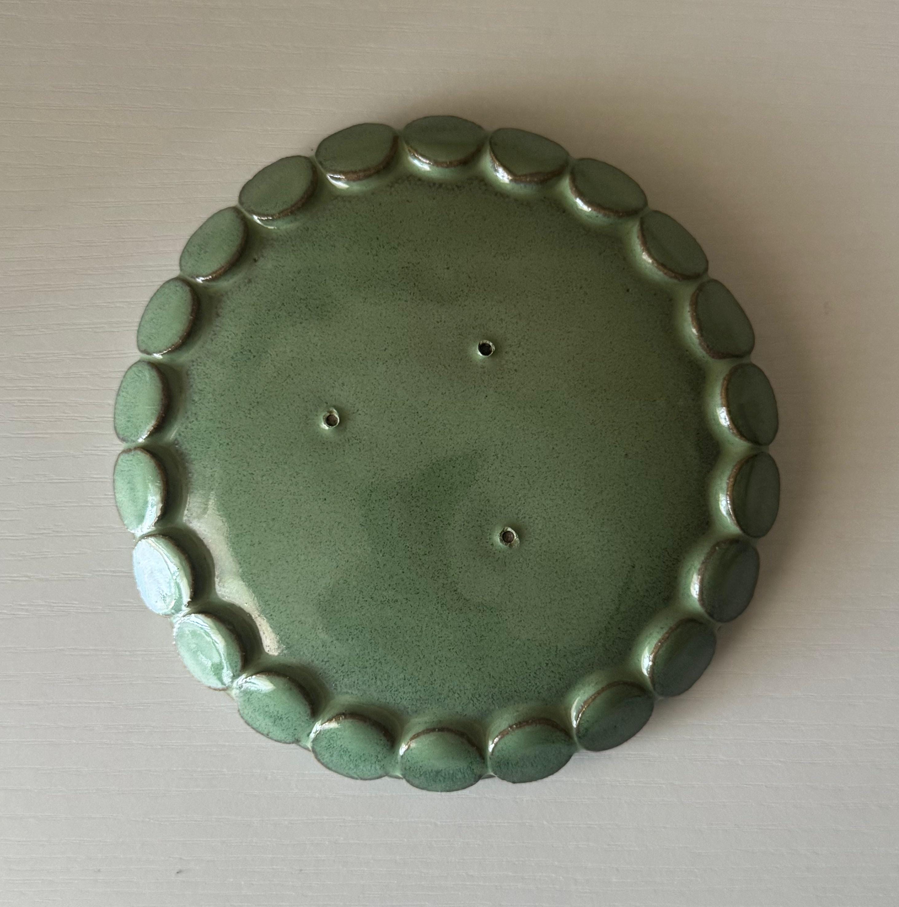 Handmade Ceramic Bubbles Dish in Jade Glaze, Decorative Accents, 5.25"