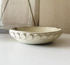 Handmade Ceramic Bubbles Bowl, Ochre Cream Glaze, Decorative Accents, 6.5"