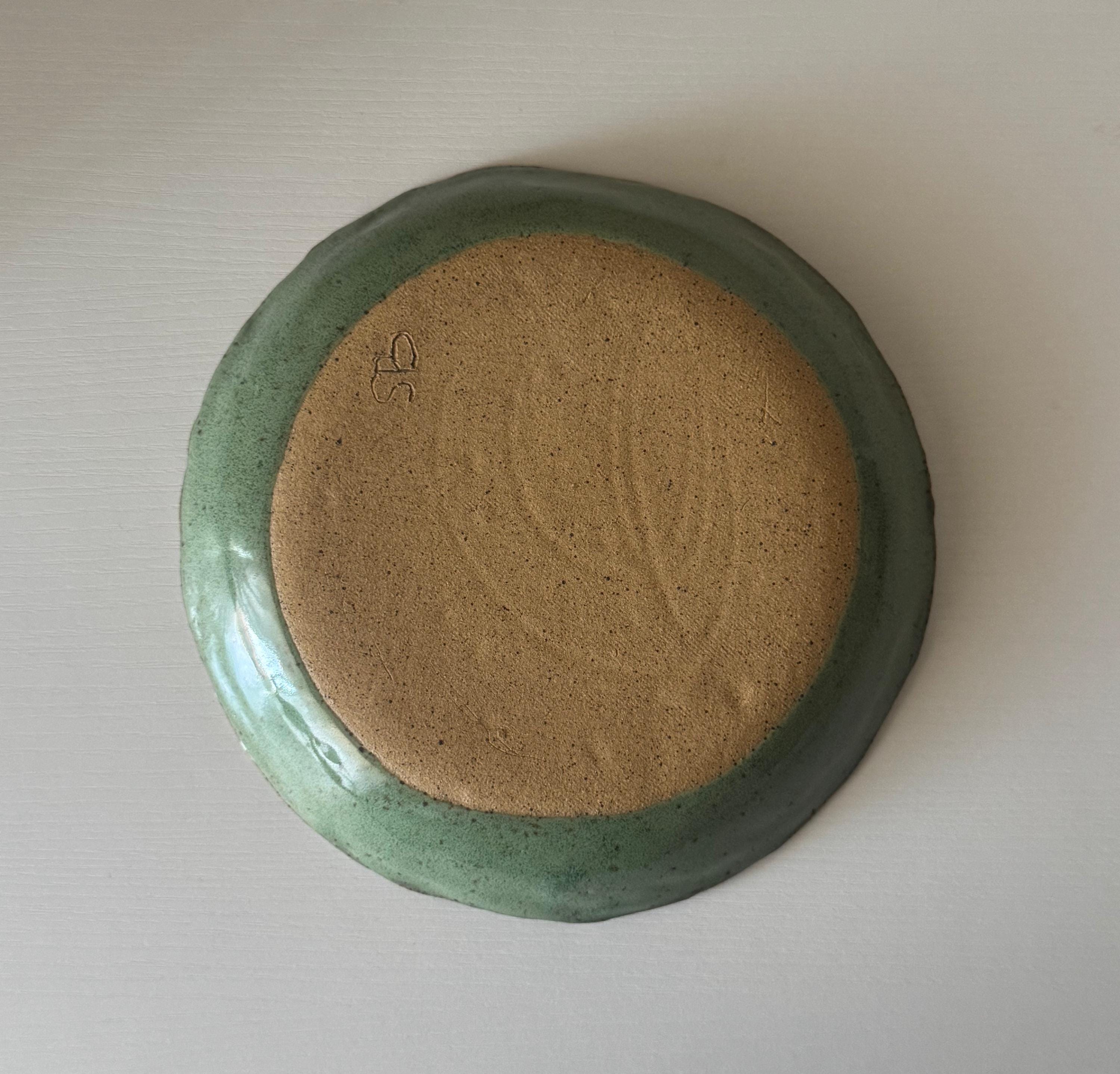 Handmade Ceramic Pasta Bowl in Jade Speckle Glaze, 8"