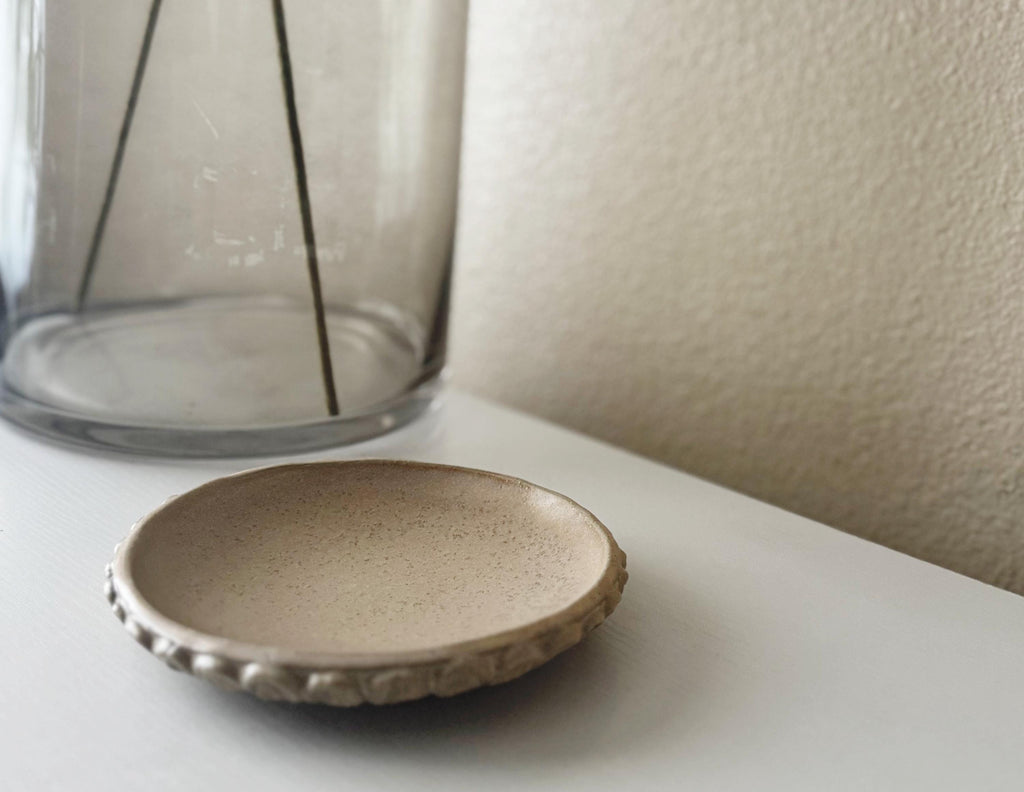 Handmade Ceramic Shells Plate in Matte Natural Speckle, Decorative Accents, 6.5"