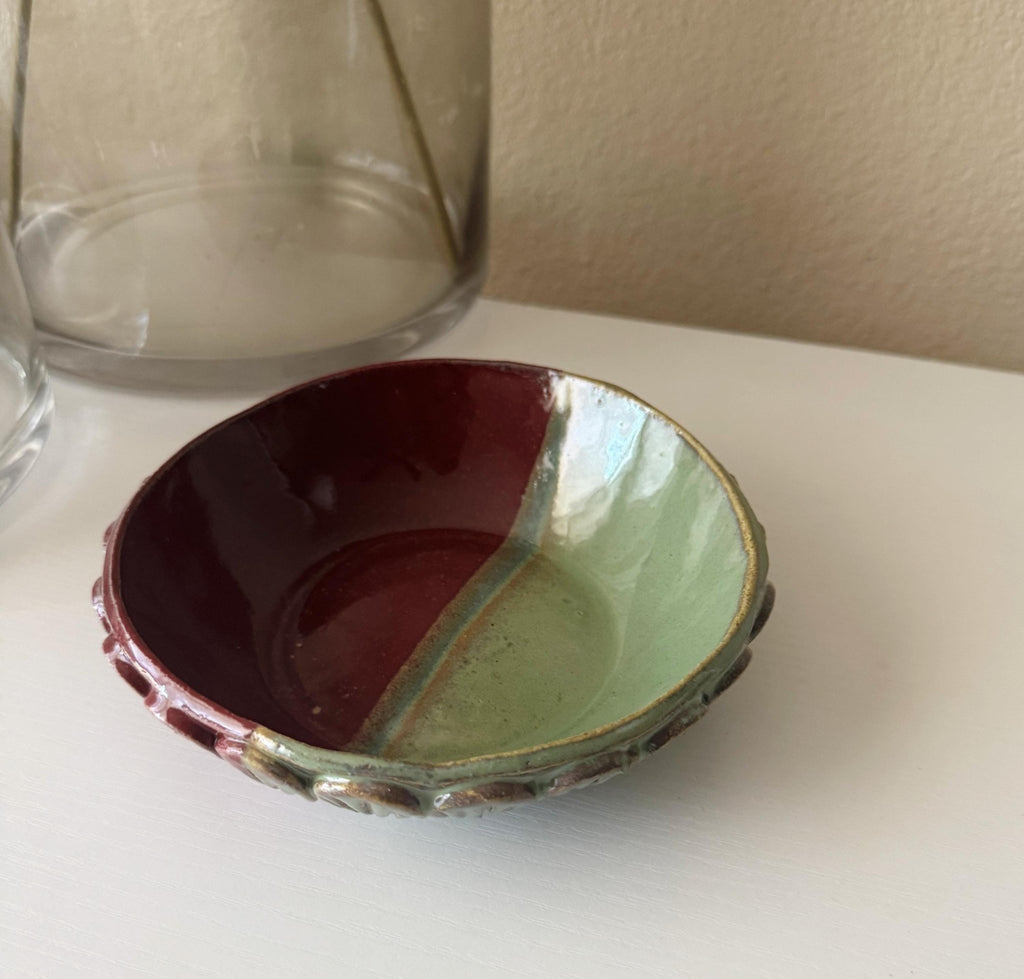 Grand Vin Bowl | Handmade Ceramic Bowl in Seafoam Raspberry | 6.75" - Bordeaux Ceramics
