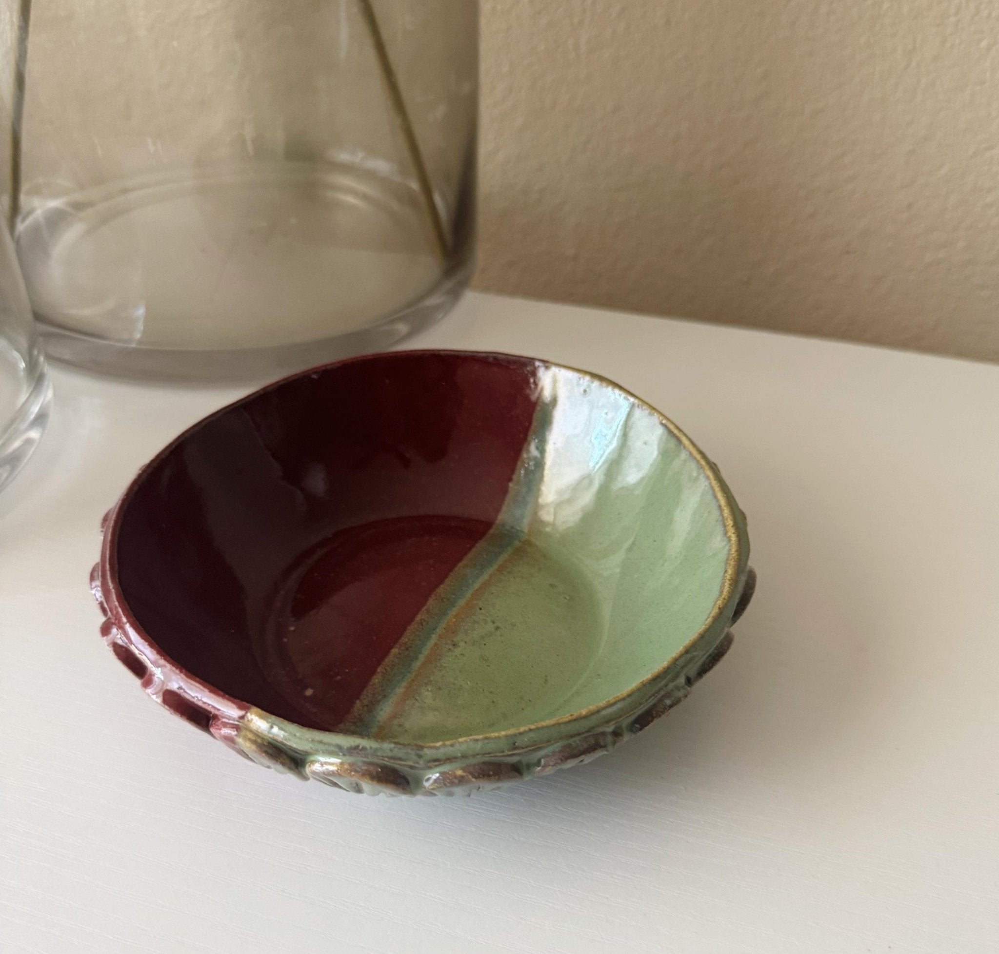 Grand Vin Bowl | Handmade Ceramic Bowl in Seafoam Raspberry | 6.75" - Bordeaux Ceramics