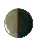 Handmade Ceramic Shells Plate in Jade/Emerald Speckle Color block, 8.25"