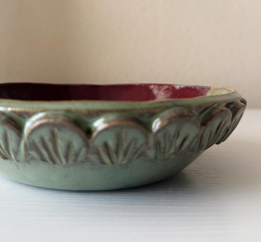 Grand Vin Bowl | Handmade Ceramic Bowl in Seafoam Raspberry | 6.75" - Bordeaux Ceramics