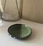 Handmade Ceramic Shells Dish in Dusty Emerald/Seafoam Colorblock Glaze,  5.5"