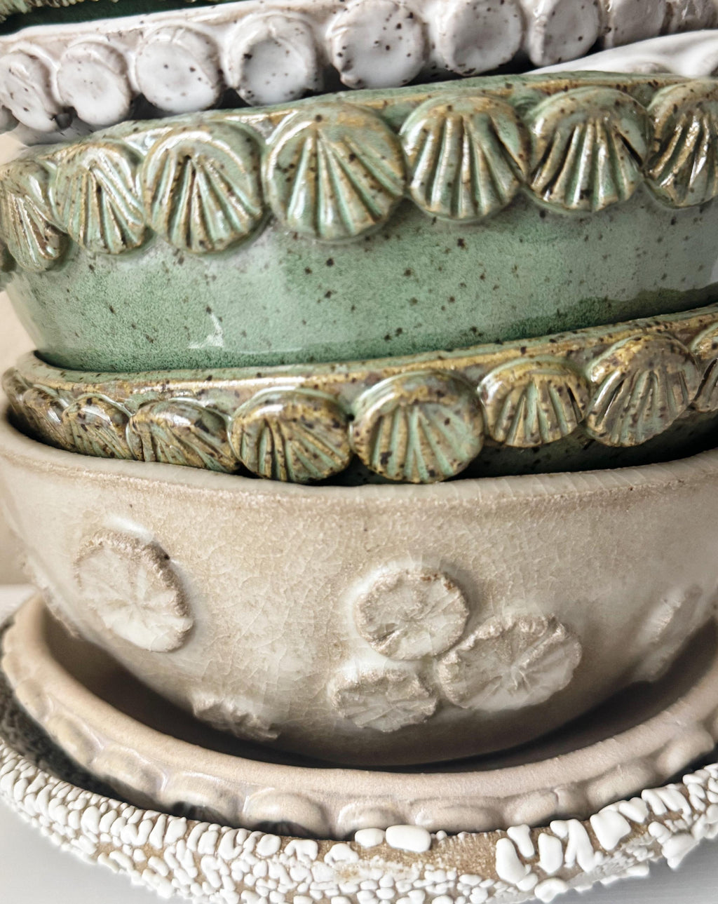 Mermaid Bowl | Handmade Ceramic Bowl in Seafoam Speckle | 6.5"