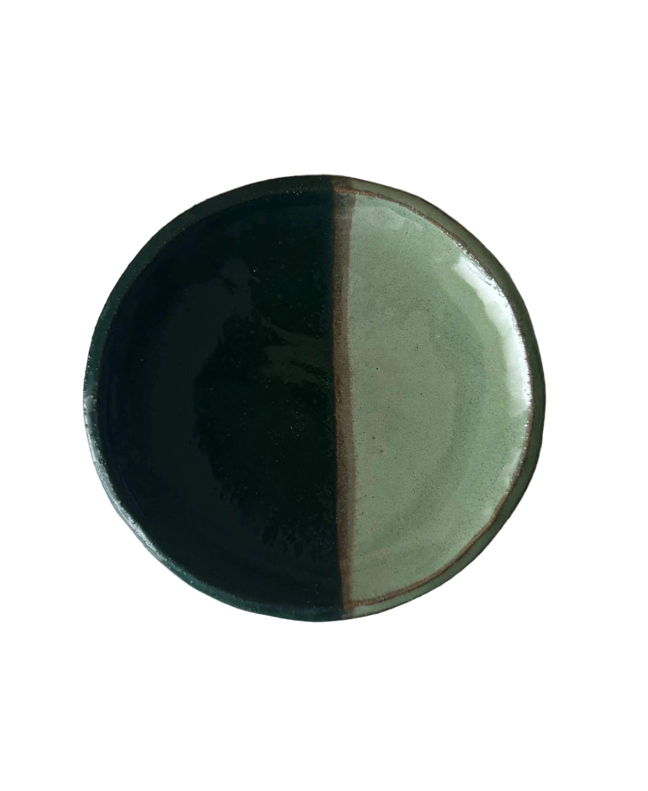 Duo Plate | Handmade Ceramic Plate in Emerald Jade | 6.75"