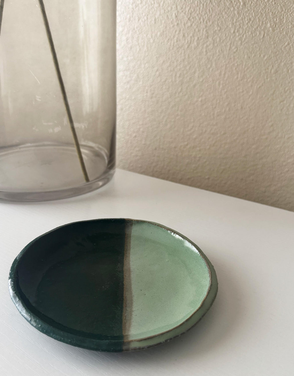 Duo Plate | Handmade Ceramic Plate in Emerald Jade | 6.75"