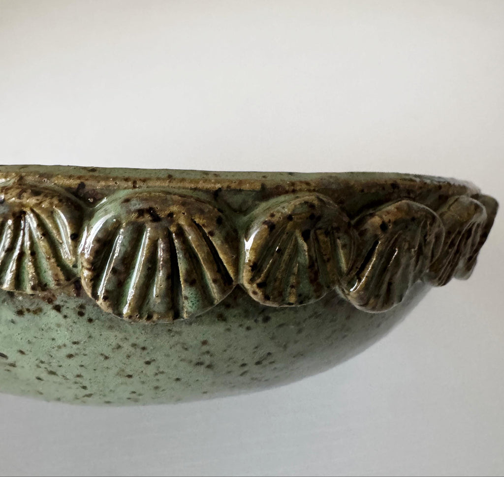 Mermaid Bowl | Handmade Ceramic Bowl in Moss Speckle | 6.25"