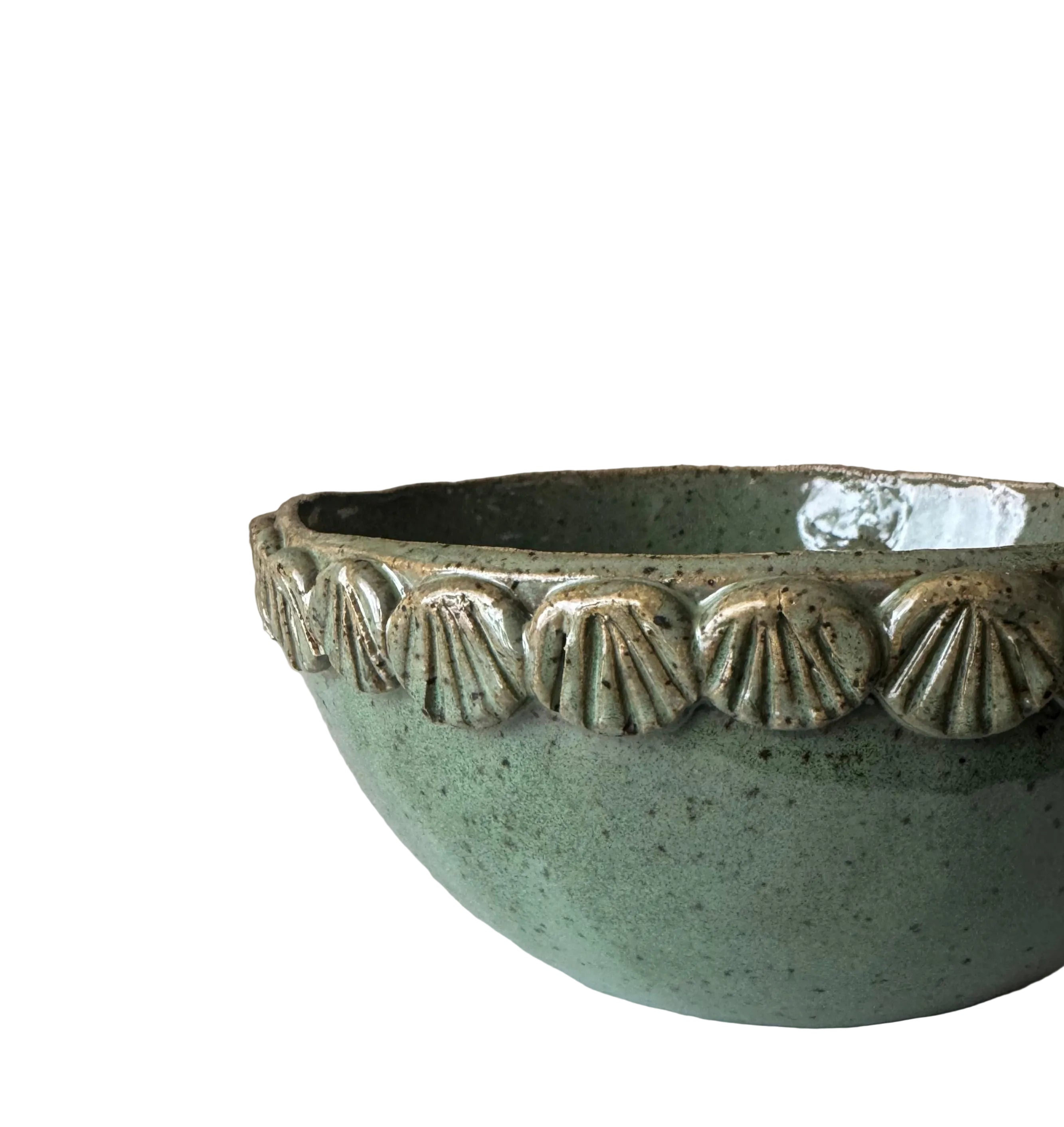Mermaid Bowl | Handmade Ceramic Bowl in Seafoam Speckle | 6.5"