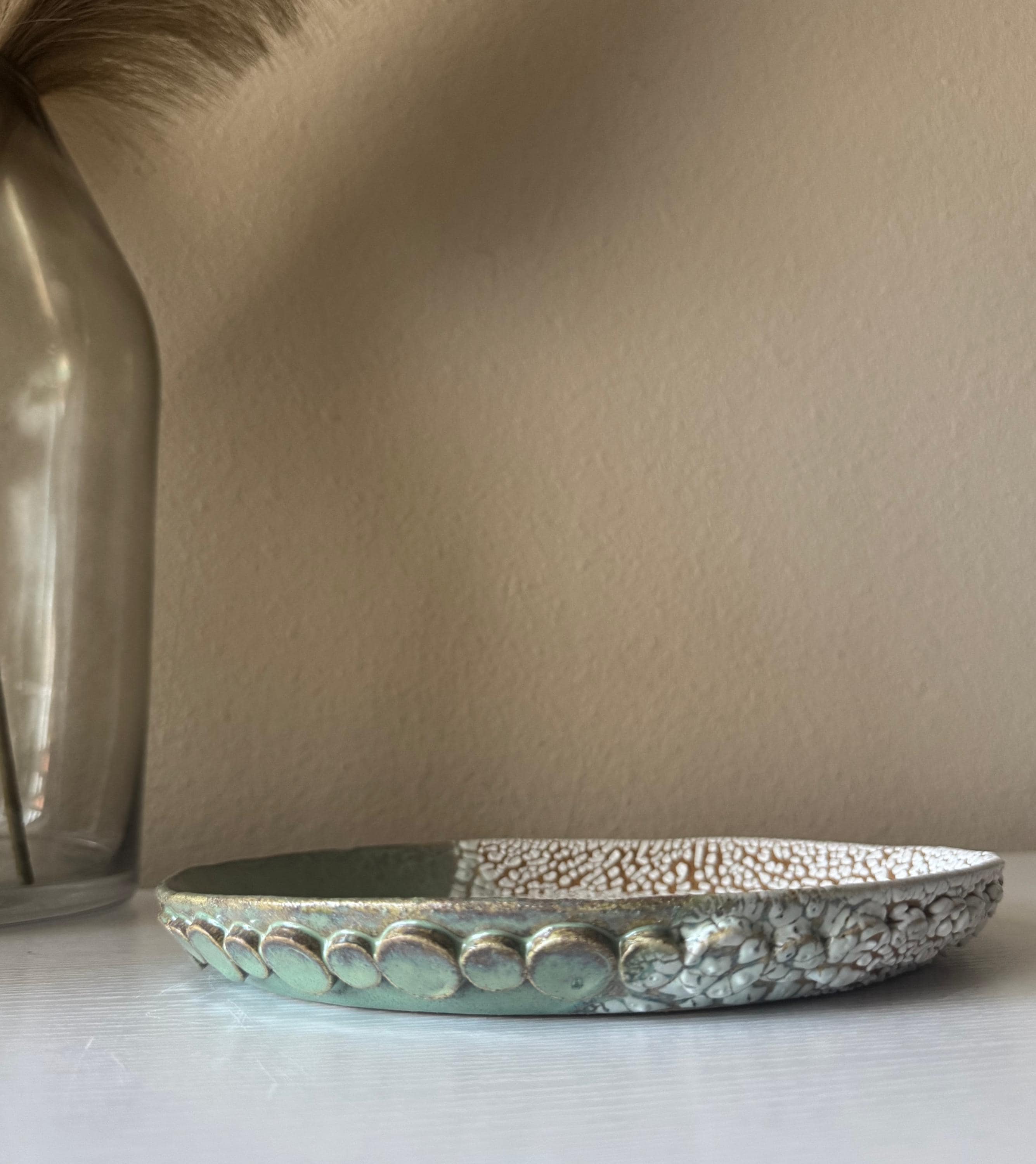 Nayarit Plate | Handmade Ceramic Decorative Platter in Seafoam Crawl | 10"