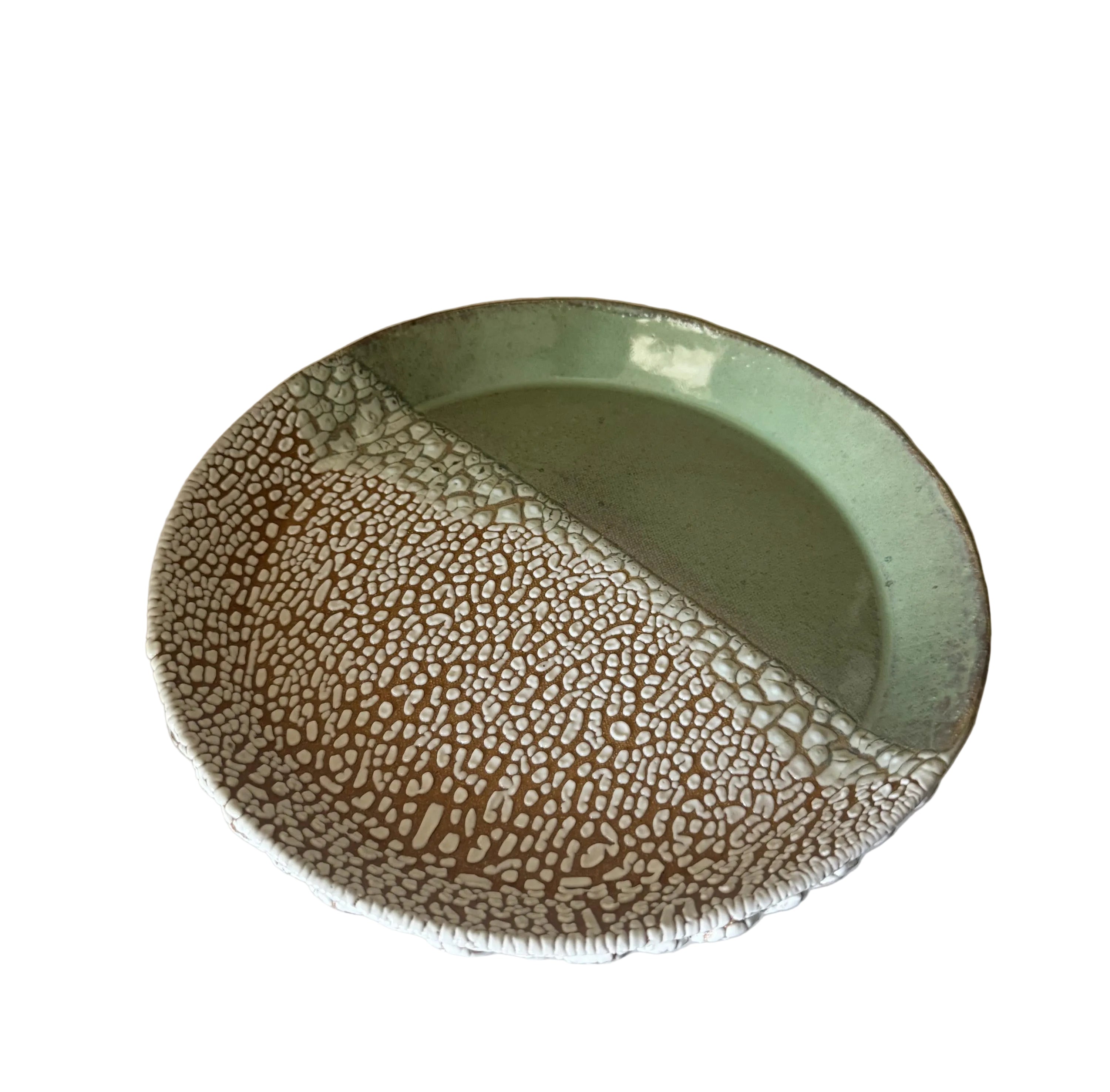 Nayarit Plate | Handmade Ceramic Decorative Platter in Seafoam Crawl | 10"