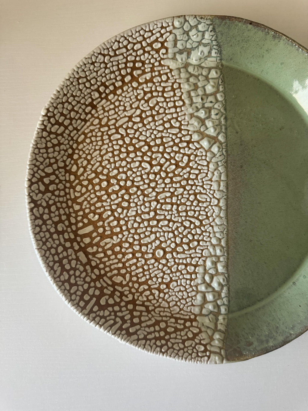 Nayarit Plate | Handmade Ceramic Decorative Platter in Seafoam Crawl | 10"