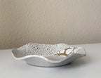 Wavy Plate | Handmade Ceramic Decorative Plate in White Crawl Speckle | 7"
