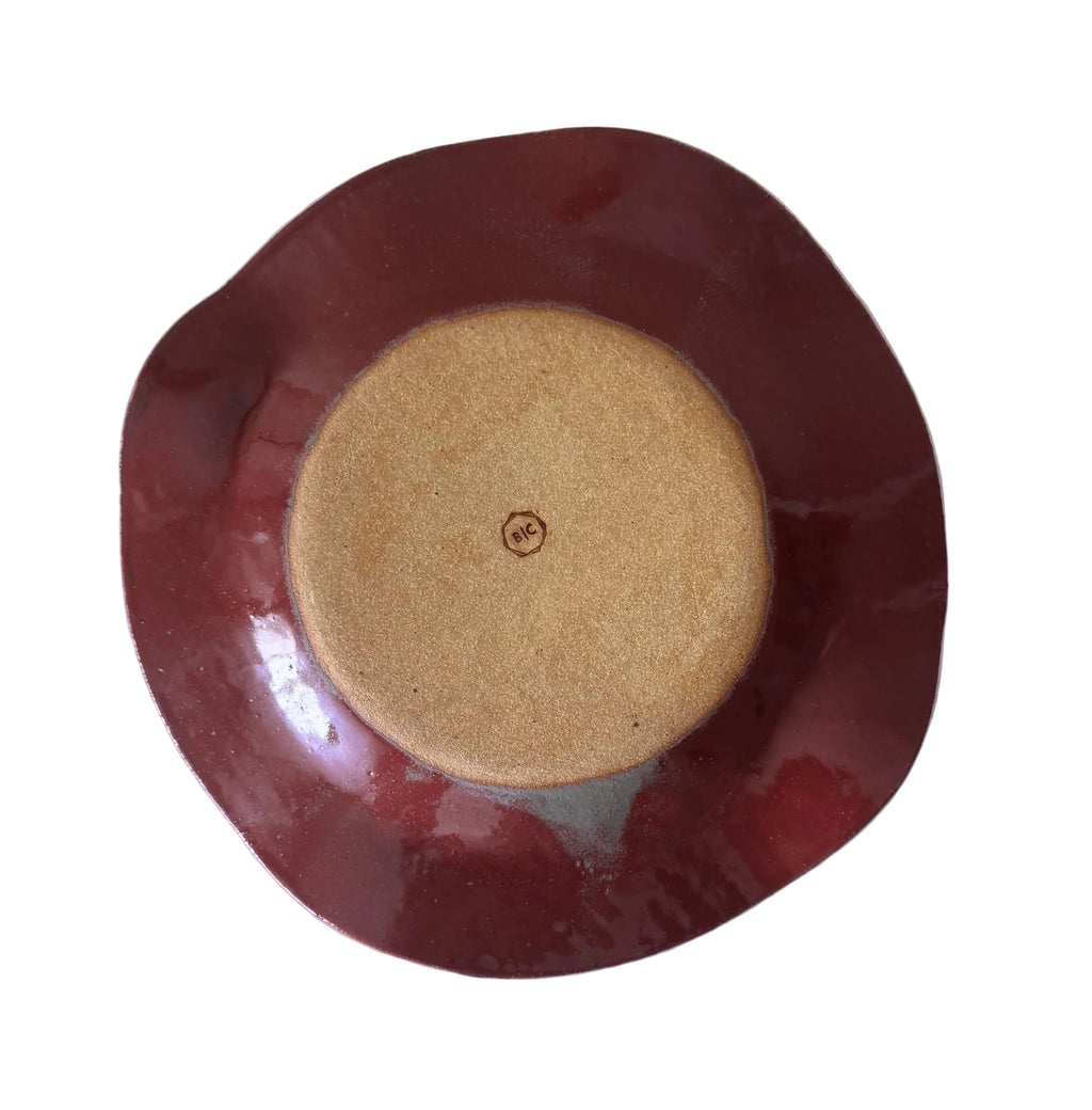 Shale Plate Set | Handmade Ceramic Set in Raspberry/Seafoam Color Block | 10", 5"