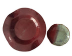 Shale Plate Set | Handmade Ceramic Set in Raspberry/Seafoam Color Block | 10", 5"