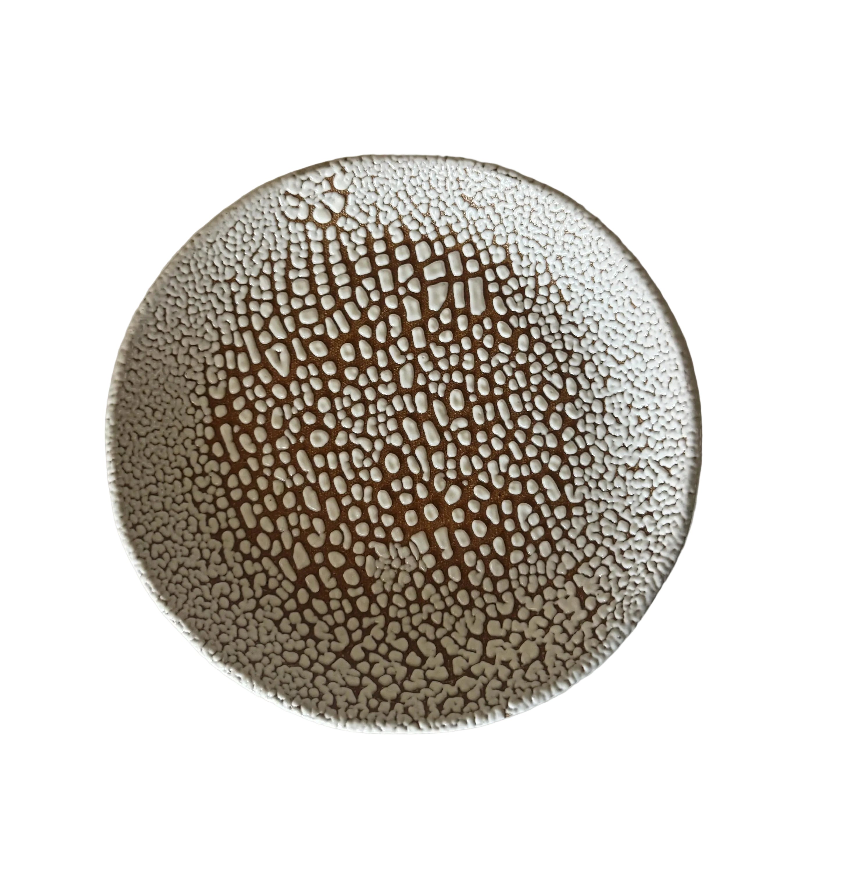 Halo Plate | Handmade Ceramic Decorative Plate in White Crawl | 7.75"