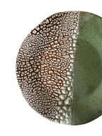 Wavy Plate | Handmade Ceramic Decorative Plate in White Crawl/Seafoam Color Block | 8.5"