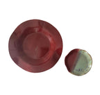 Shale Plate Set | Handmade Ceramic Set in Raspberry/Seafoam Color Block | 10", 5"