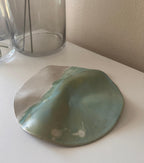 Ripple Platter | Handmade Round Platter in Seafoam/Ivory Color Block | 11.5"