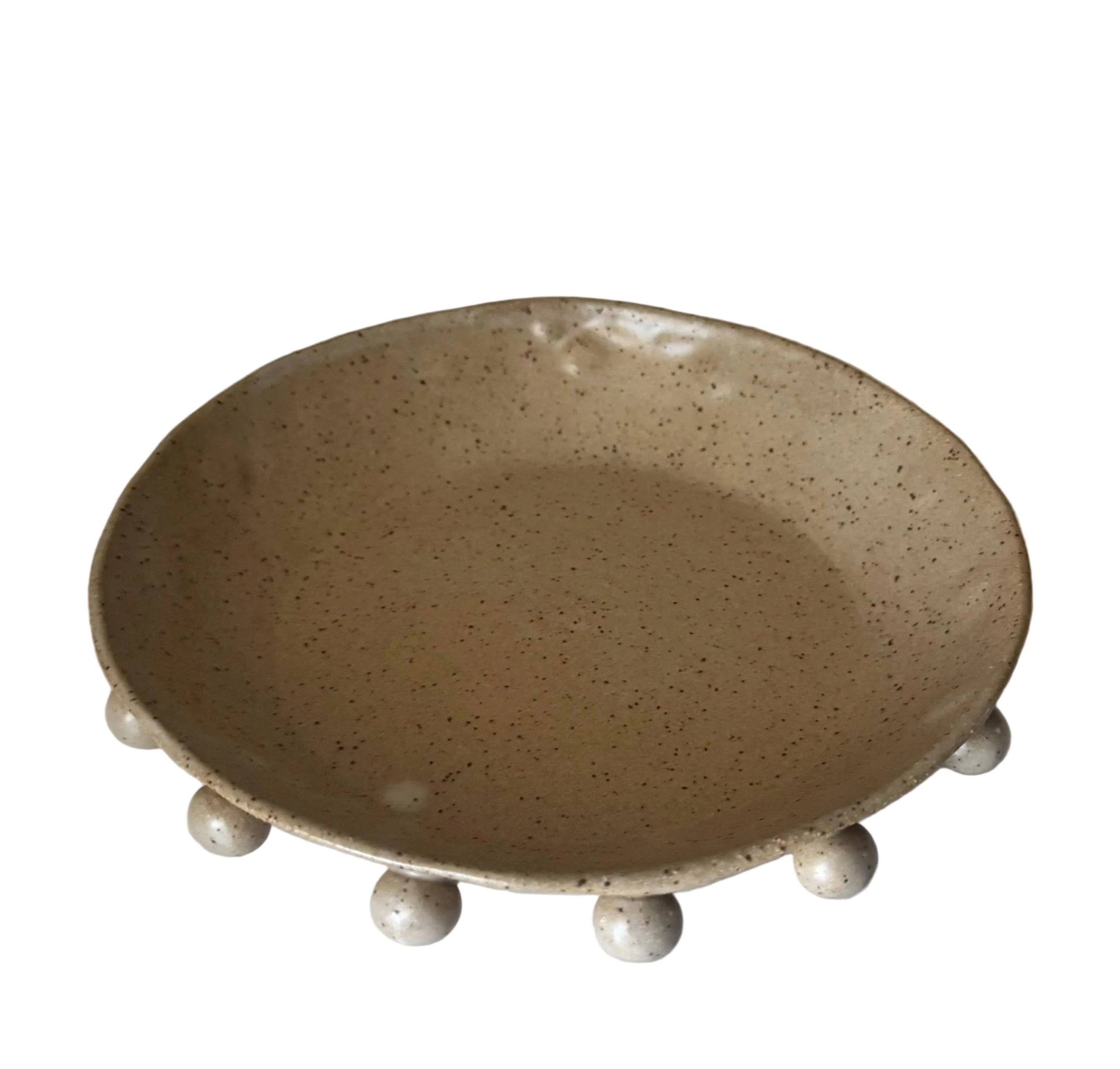 Calypso II Bowl | Handmade Ceramic Bowl in Beige Speckle Splatter Glaze | 8"
