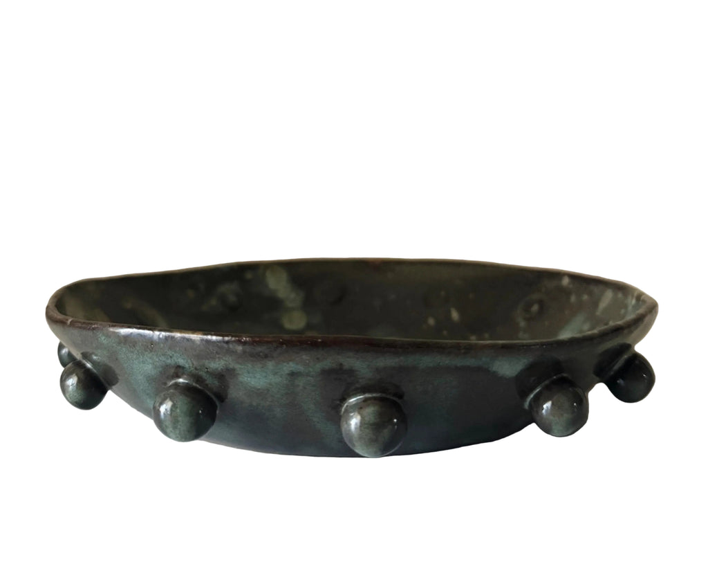 Calypso II Bowl | Handmade Ceramic Bowl in Blue Brown Speckle Splatter Glaze | 8"
