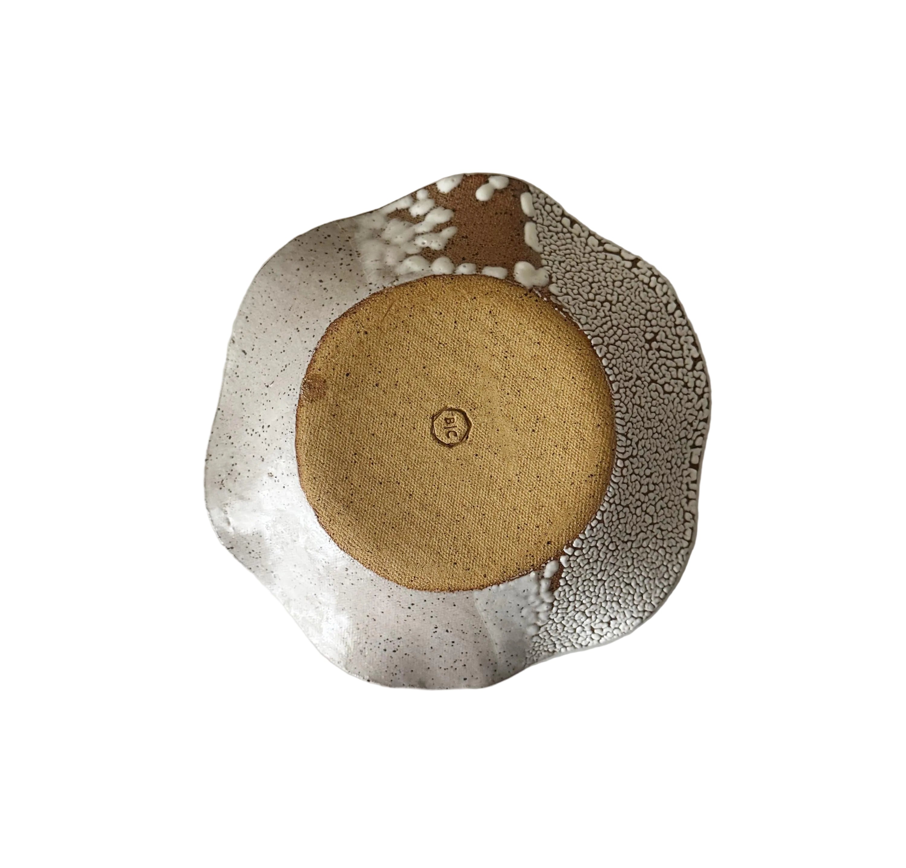 Wavy Plate | Handmade Ceramic Decorative Plate in White Crawl Speckle | 7"