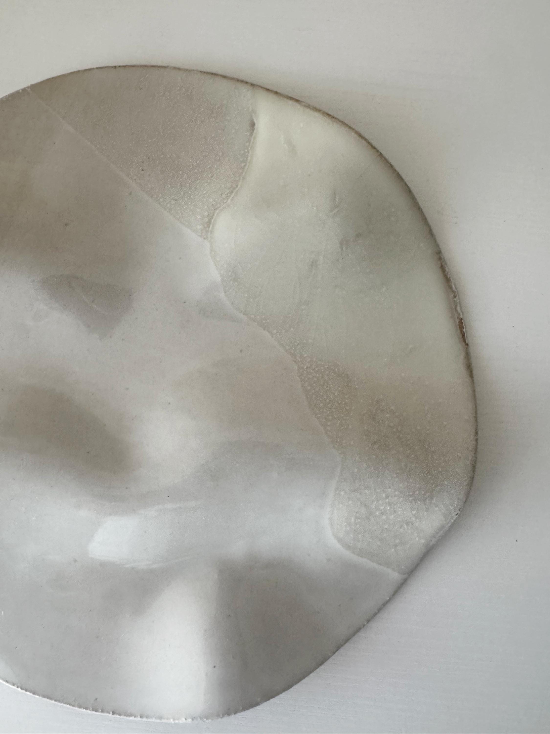Ripple Platter | Handmade Round Platter in White/Ivory Color Block Glaze | 10"