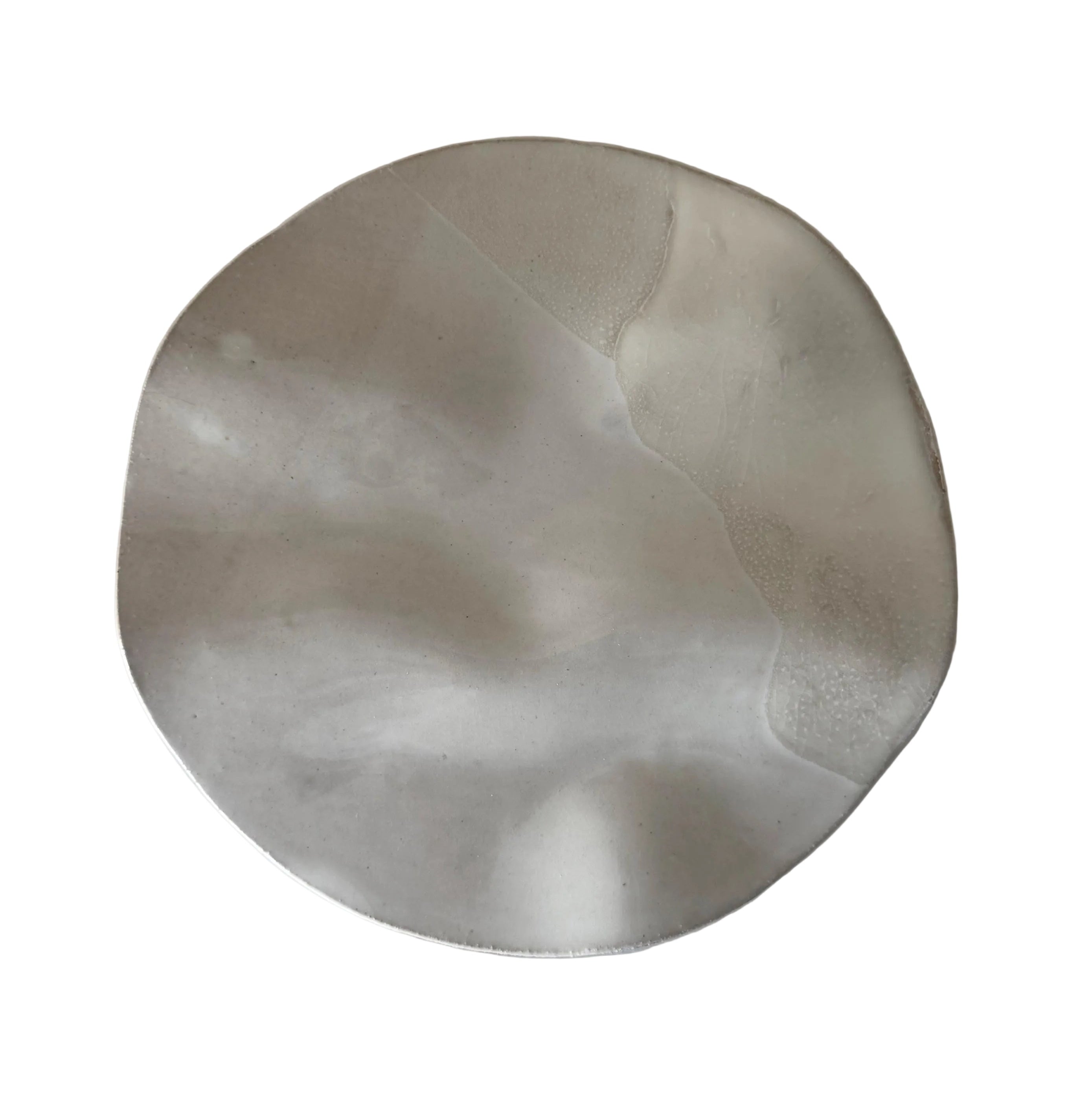 Ripple Platter | Handmade Round Platter in White/Ivory Color Block Glaze | 10"