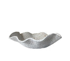 Halo Bowl | Handmade Ceramic Decorative Wavy Bowl in White Crawl | 9"