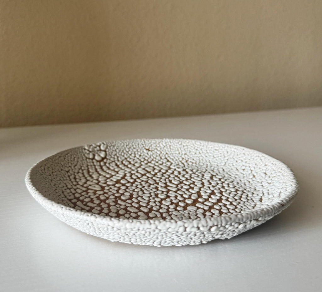 Halo Plate | Handmade Ceramic Decorative Plate in White Crawl | 7.75"