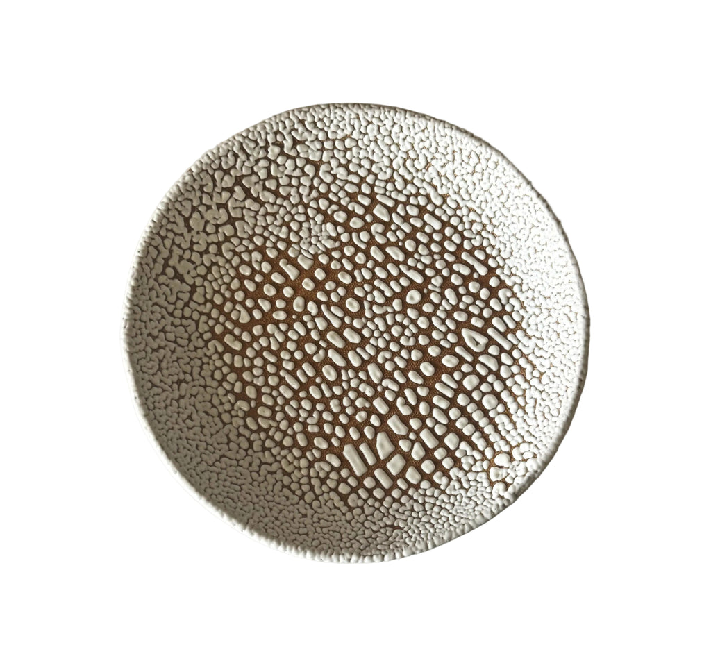 Halo Plate | Handmade Ceramic Decorative Plate in White Crawl | 7.75"