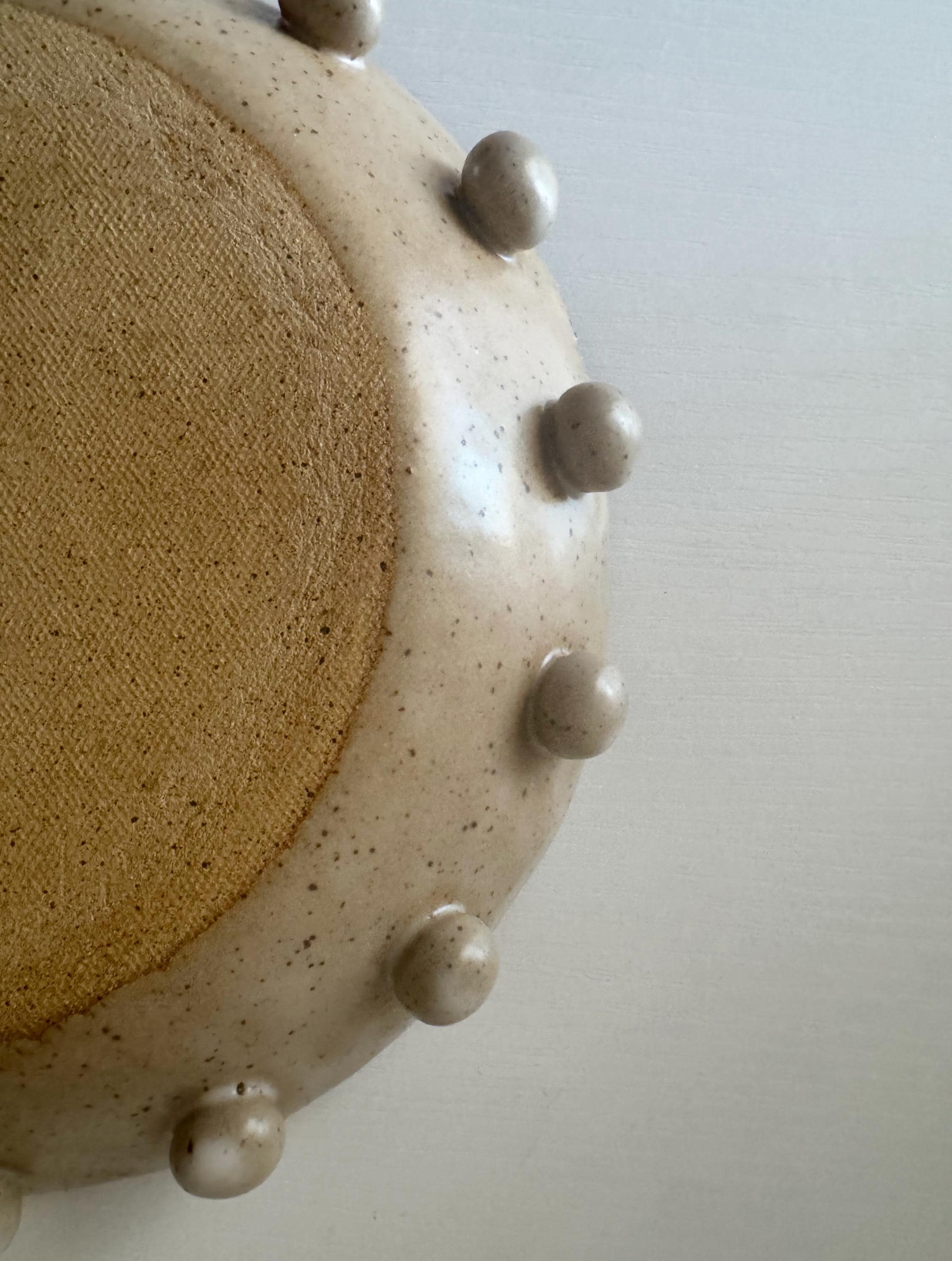 Calypso II Bowl | Handmade Ceramic Bowl in Beige Speckle Splatter Glaze | 8"