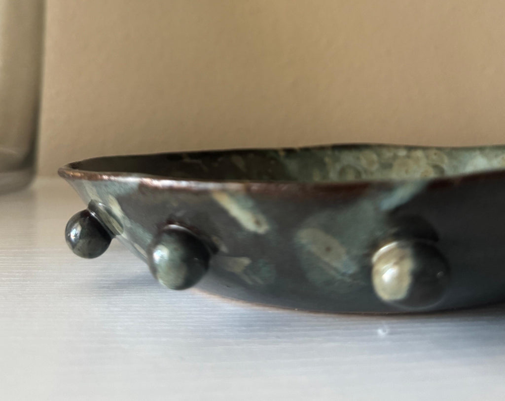 Calypso II Bowl | Handmade Ceramic Bowl in Blue Brown Speckle Splatter Glaze | 8"
