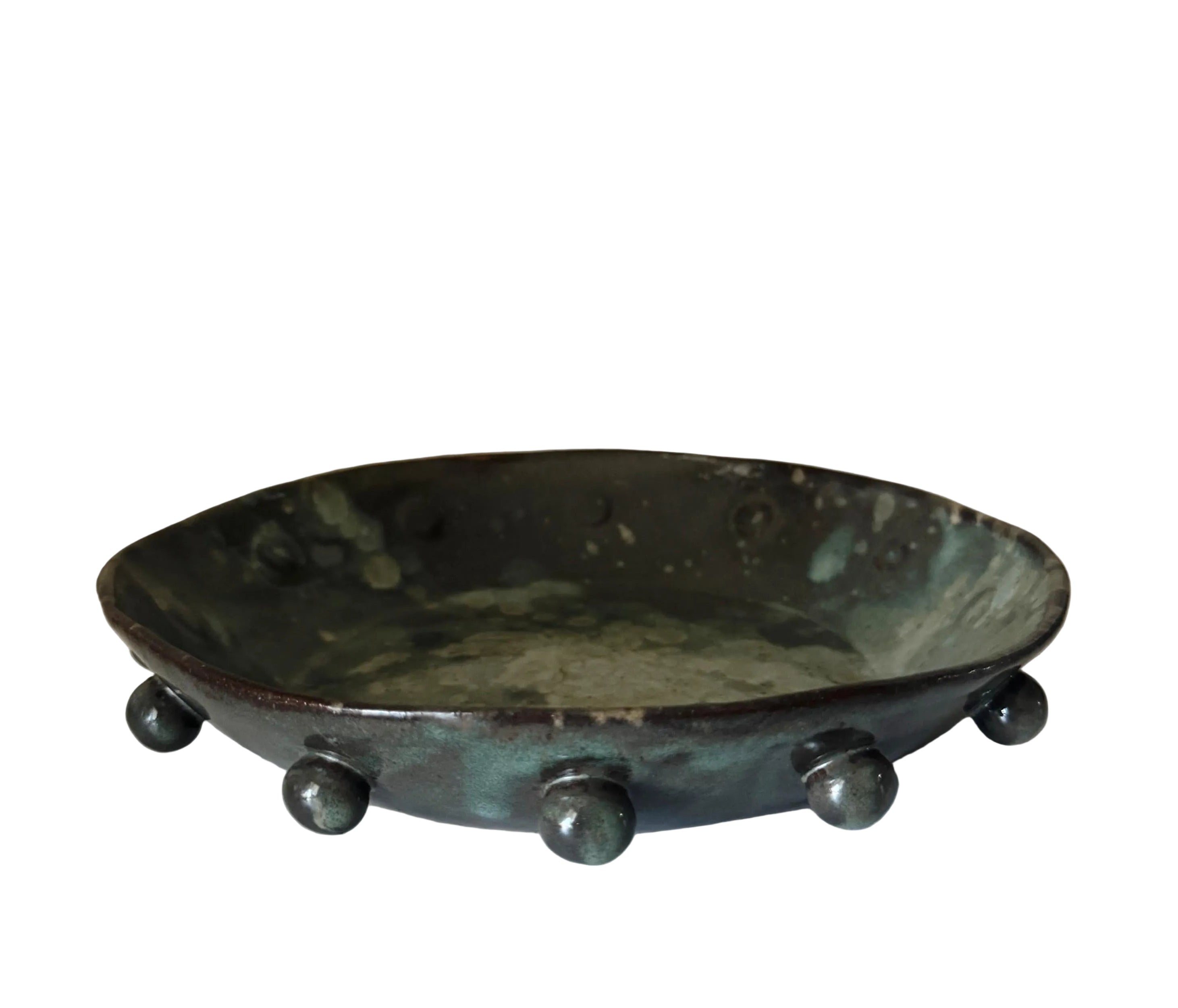 Calypso II Bowl | Handmade Ceramic Bowl in Blue Brown Speckle Splatter Glaze | 8"