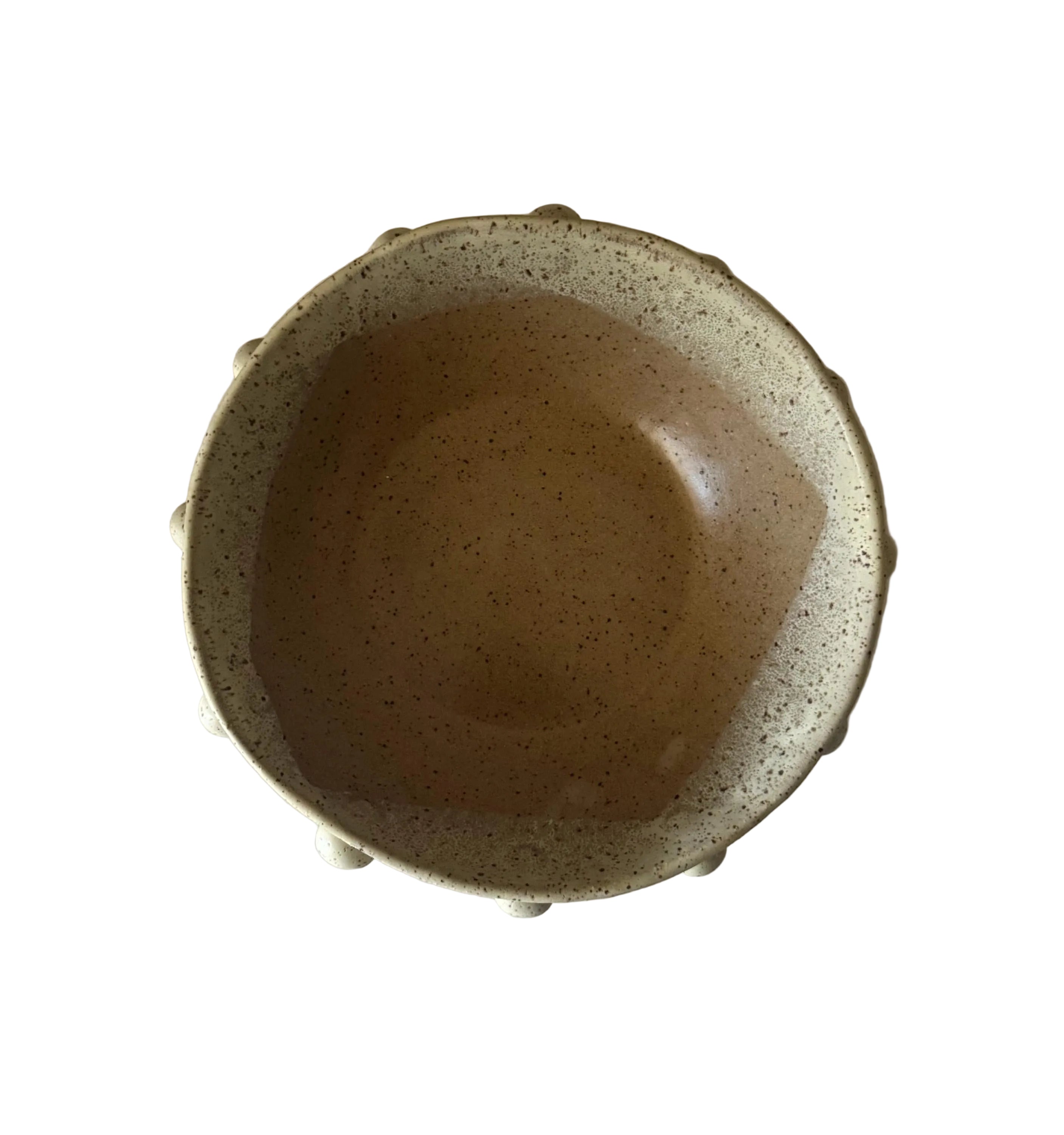 Calypso Bowl | Handmade Ceramic Bowl in Ivory/Beige Color Block | 6.75"