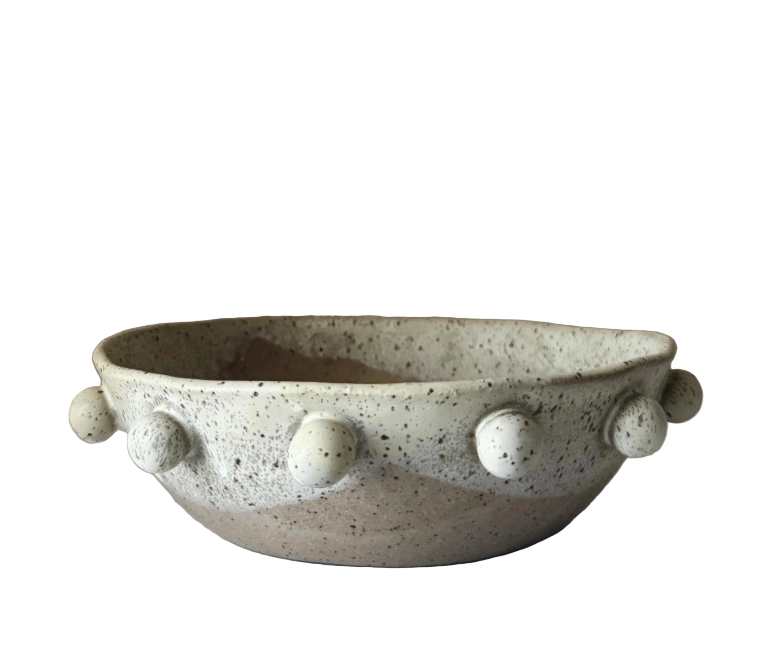 Calypso Bowl | Handmade Ceramic Bowl in Ivory/Beige Color Block | 6.75"