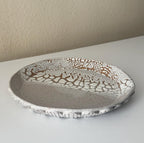 Nayarit Plate | Handmade Ceramic Bubbles Decorative Plate in White Crawl Color Block Glaze | 10"