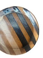 Obsidian Plate | Handmade Ceramic Painterly Stripes Plate in Natural/White/Black | 10"