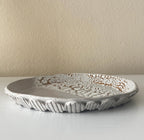 Nayarit Plate | Handmade Ceramic Bubbles Decorative Plate in White Crawl Color Block Glaze | 10"