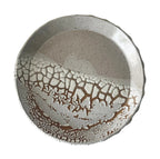 Nayarit Plate | Handmade Ceramic Bubbles Decorative Plate in White Crawl Color Block Glaze | 10"
