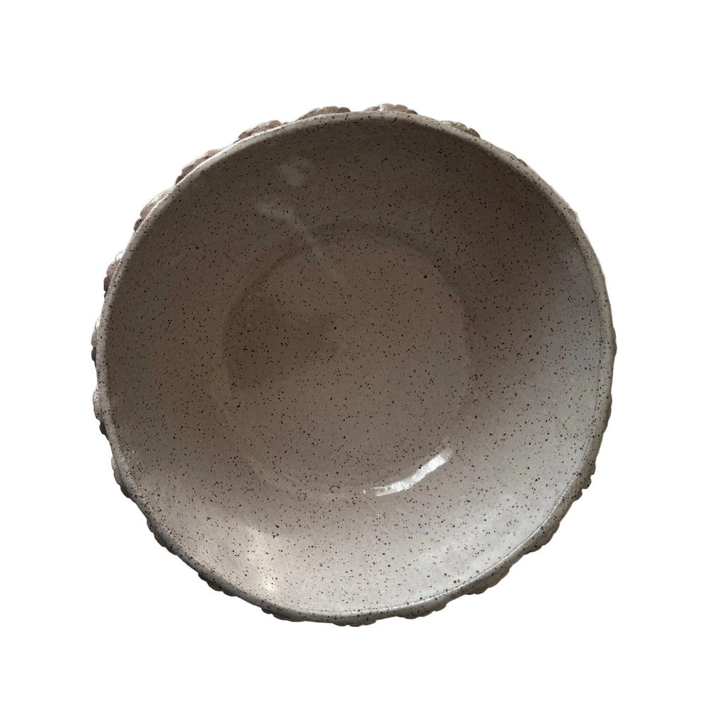 Handmade Ceramic Bubbles Bowl, Speckle Ivory Glaze, Decorative Accents, 8.5"