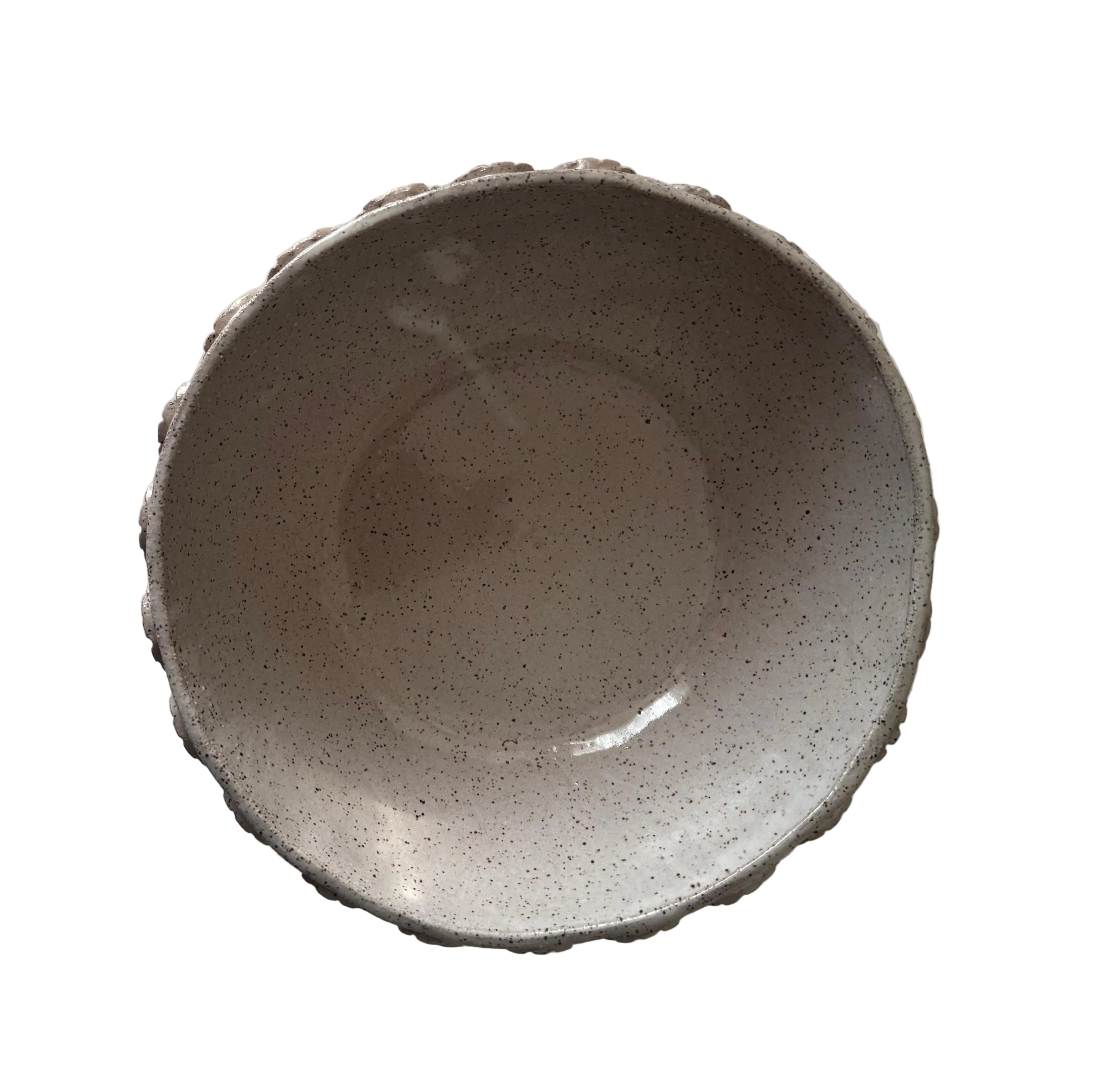 Handmade Ceramic Bubbles Bowl, Speckle Ivory Glaze, Decorative Accents, 8.5"