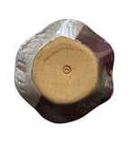 Handmade Decorative Ceramic Wavy Plate in White/Raspberry Painterly Stripe, 7" - Bordeaux Ceramics