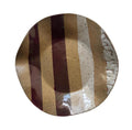 Handmade Decorative Ceramic Wavy Plate in White/Raspberry Painterly Stripe, 7" - Bordeaux Ceramics