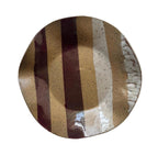 Handmade Decorative Ceramic Wavy Plate in White/Raspberry Painterly Stripe, 7" - Bordeaux Ceramics