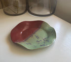 Handmade Ceramic Wavy Plate in Seafoam/Raspberry Color Block, 8.5" - Bordeaux Ceramics