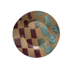 Handmade Decorative Ceramic Wavy Plate in Seafoam/Raspberry Check, 6.75" - Bordeaux Ceramics